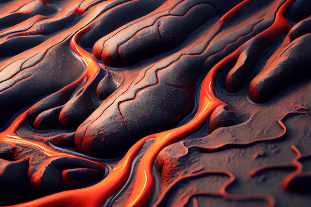 Nahaufnahme gefrorene Lava 3D-Darstellung Generative KI