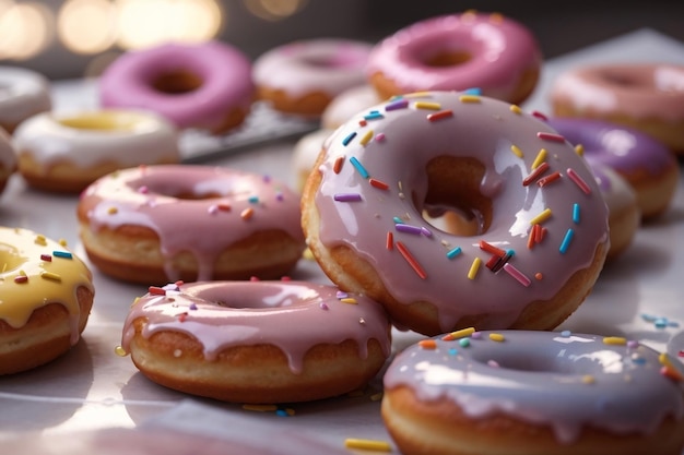 Nahaufnahme glasierter Donuts