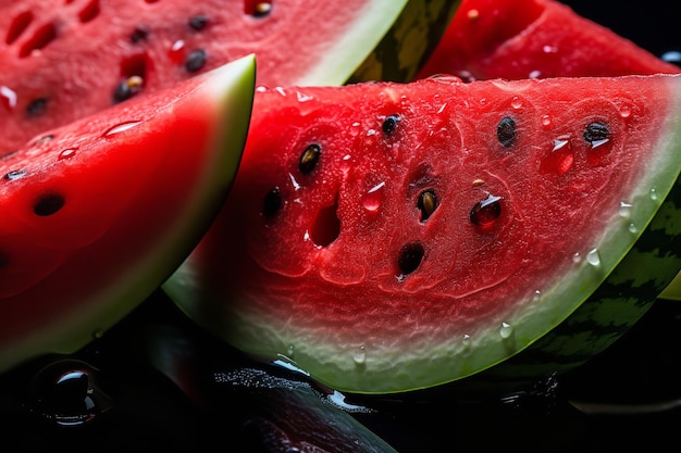 Nahaufnahme glitzernder Wassermelonenscheiben