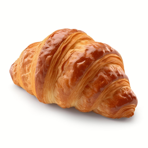 Nahaufnahme leckeres Croissant isoliert auf weißem Hintergrund Generative KI