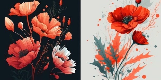 Nahaufnahme Mohnblume Hintergrundkunst Schönes Illustrationsbild Generative AI