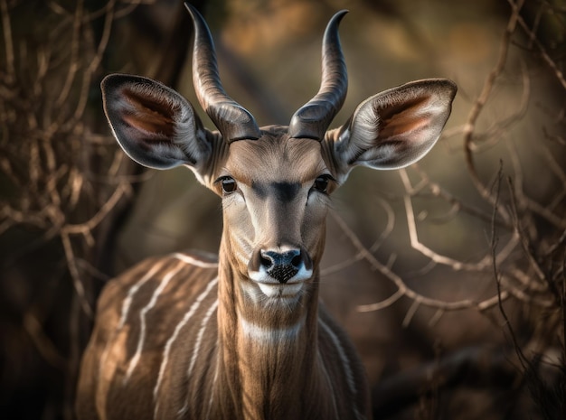 Nahaufnahme-Porträt von Kudu, erstellt mit Generative AI-Technologie