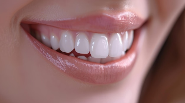 Nahaufnahme Schöne Frau lächelt mit gesunden weißen Zähnen Zahnmedizin Konzept