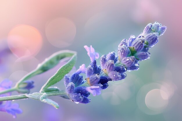 Nahaufnahme Schönes violettes Lavendel mit Wassertropfen auf den Blütenblättern