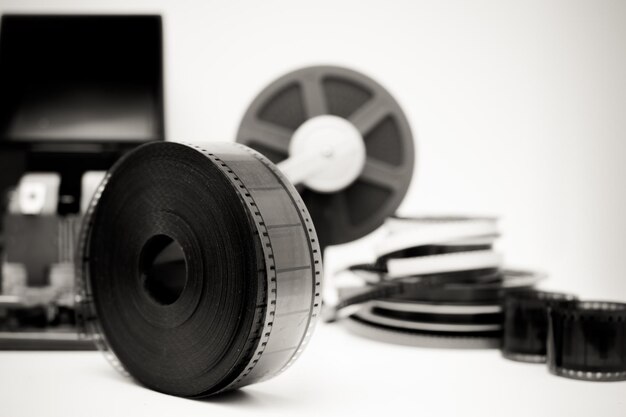 Nahaufnahme von altmodischen Filmrollen