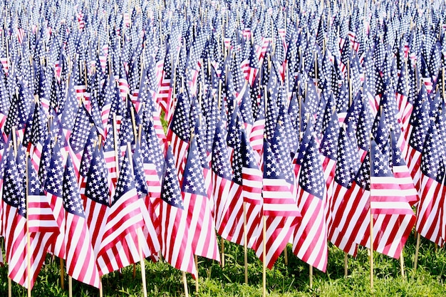 Foto nahaufnahme von amerikanischen flaggen