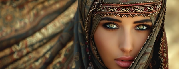 Foto nahaufnahme von araberin mit blauen augen