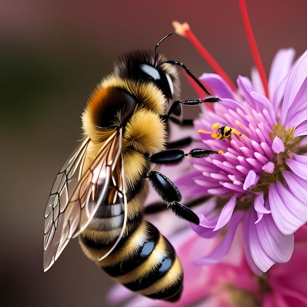 Nahaufnahme von Bienen, die Blumen bestäuben, Naturhintergrund