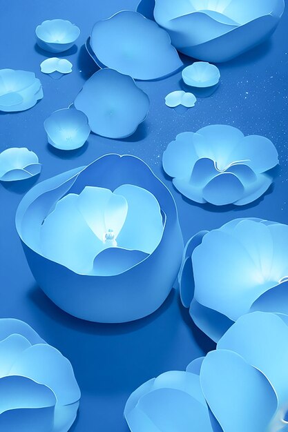 Nahaufnahme von blauen Blütenblättern, Makronatur, generiert durch KI