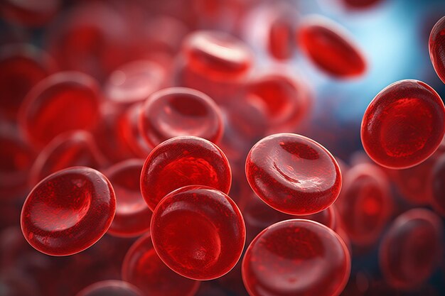 Nahaufnahme von Blutzellen Leukozyten Erythrozyten Blutstrom Generative Ai