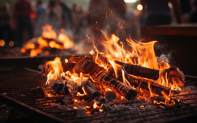 Nahaufnahme von brennenden Kohlen von einem Feuer Barbecue Feuer Grillen Lagerfeuer Barbecue Hintergrund Banner