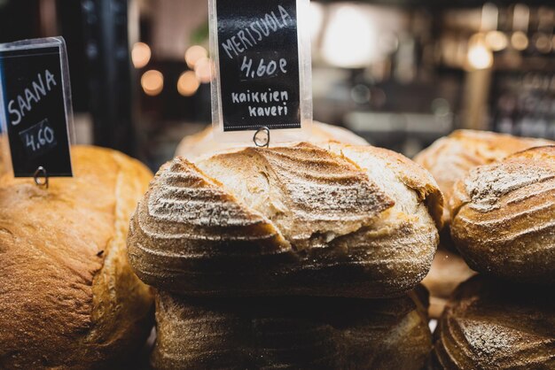 Foto nahaufnahme von brot zum verkauf