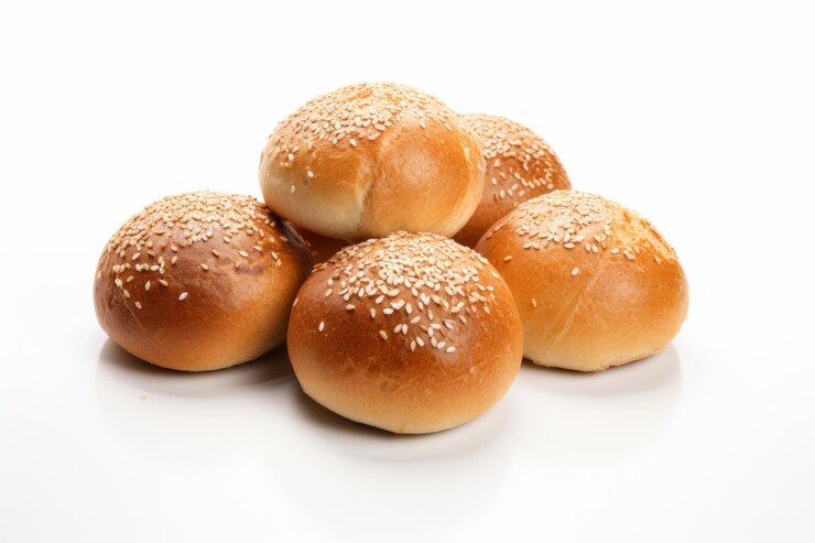 Foto nahaufnahme von brotbrötchen auf weißem hintergrund