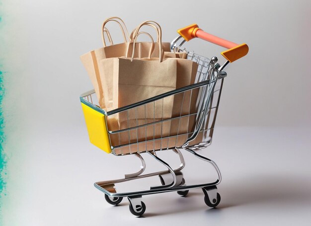 Nahaufnahme von bunten Taschenkästen in einem Trolley mit Hintergrund