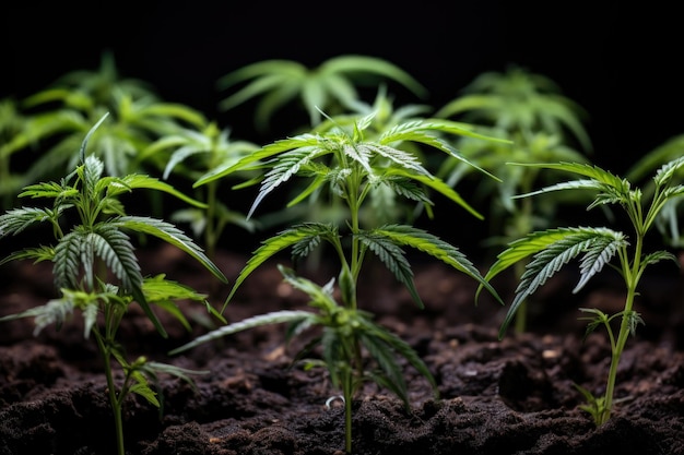Foto nahaufnahme von cannabispflanzenblättern