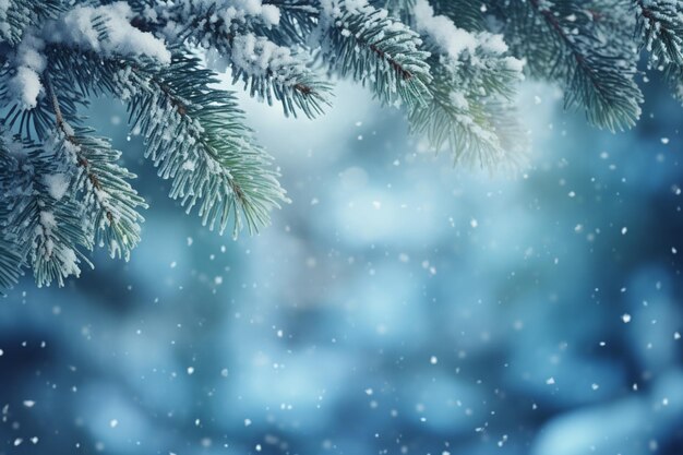 Nahaufnahme von Christbaumschmuck und Lichtern mit Christbaumkugel im Winter