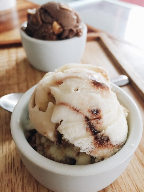 Nahaufnahme von Dessert auf einem Teller auf dem Tisch