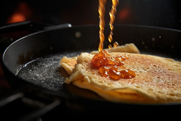 Foto nahaufnahme von dosa-teig, das in einen perfekten kreis ausgebreitet wird