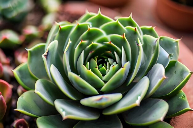 Nahaufnahme von Echeveria imbricata Rose Sukkulentpflanze