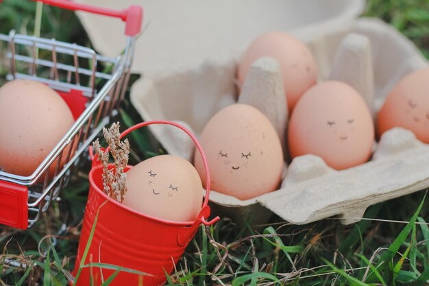 Foto nahaufnahme von eiern auf dem feld