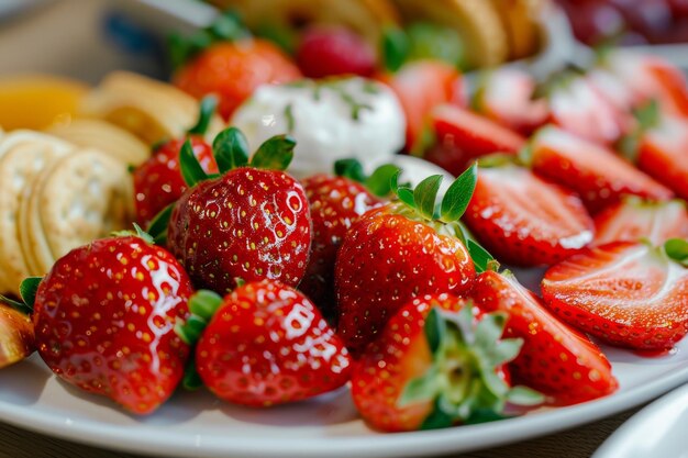 Nahaufnahme von einem Teller mit Erdbeeren