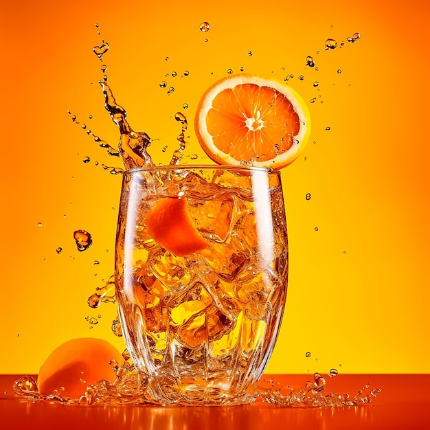 Nahaufnahme von eiskaltem modernem Gourmet-Craft-Orange-Cocktail auf isoliertem Hintergrund Ai generiert