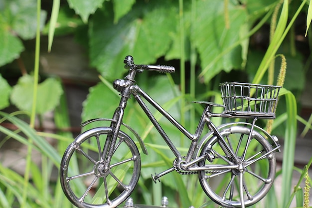 Foto nahaufnahme von fahrradradrad gegen pflanzen