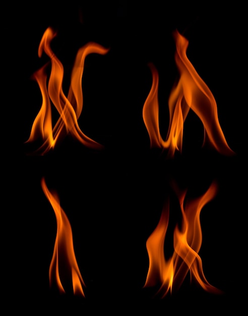 Nahaufnahme von Feuer auf schwarzem Hintergrund