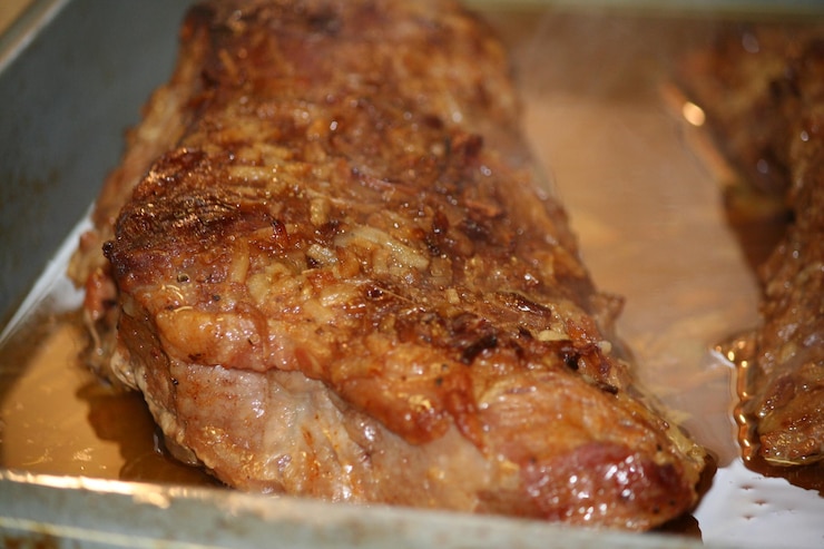 Foto nahaufnahme von fleisch auf dem teller