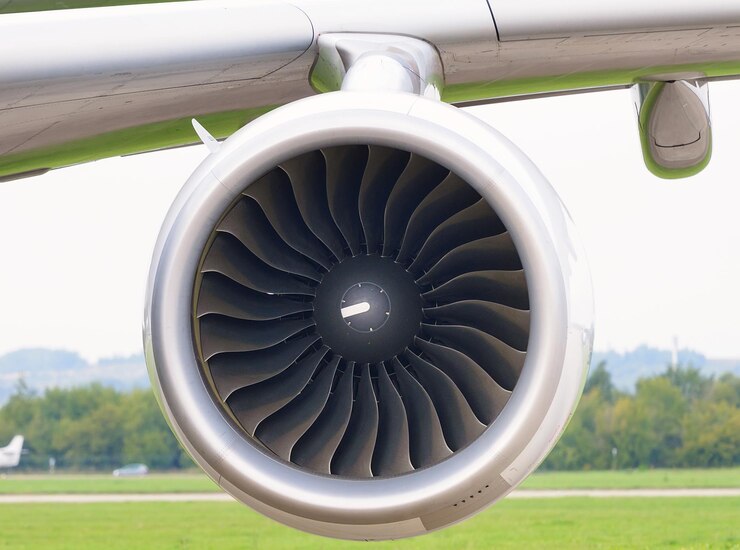 Nahaufnahme von Flugzeugen mit Düsentriebwerk