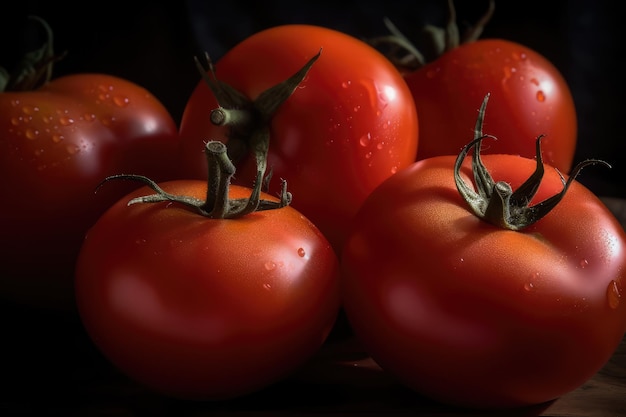 Nahaufnahme von frischen Tomaten, die durch KI erzeugt wurden