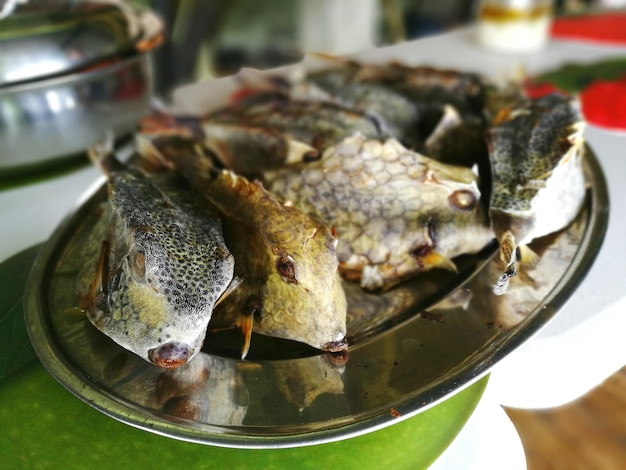 Nahaufnahme von gegrilltem Fisch auf einem Teller