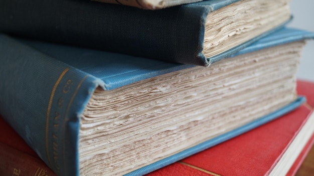 Nahaufnahme von gestapelten Hardcover-Büchern