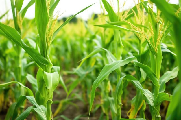 Nahaufnahme von gesunden reifen Maiskolben im Feld