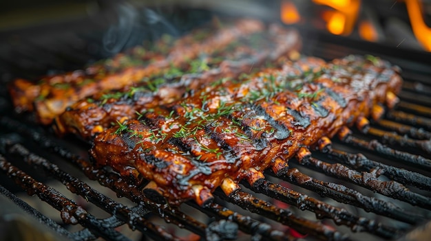 Nahaufnahme von Grill mit Fleischkochen
