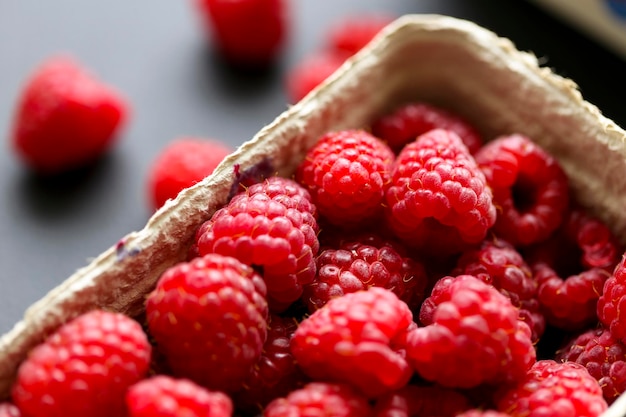 Nahaufnahme von Himbeeren