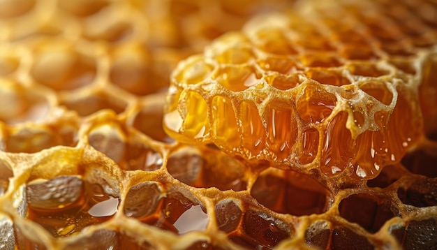 Nahaufnahme von Honig in Honigstock Bienen