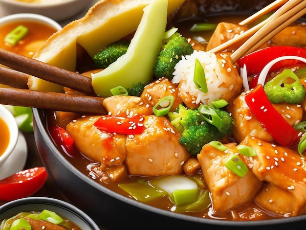 Nahaufnahme von köstlichem asiatischem Essen