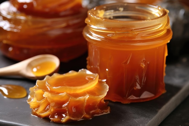 Nahaufnahme von Kombucha-Scoby in einem Glaskrug