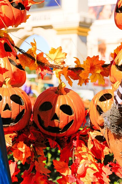 Foto nahaufnahme von kürbissen im herbst