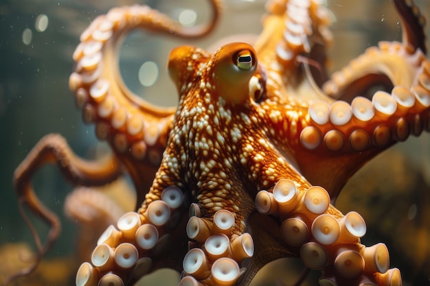 Nahaufnahme von lebendem Oktopus im Aquarium Oktopus