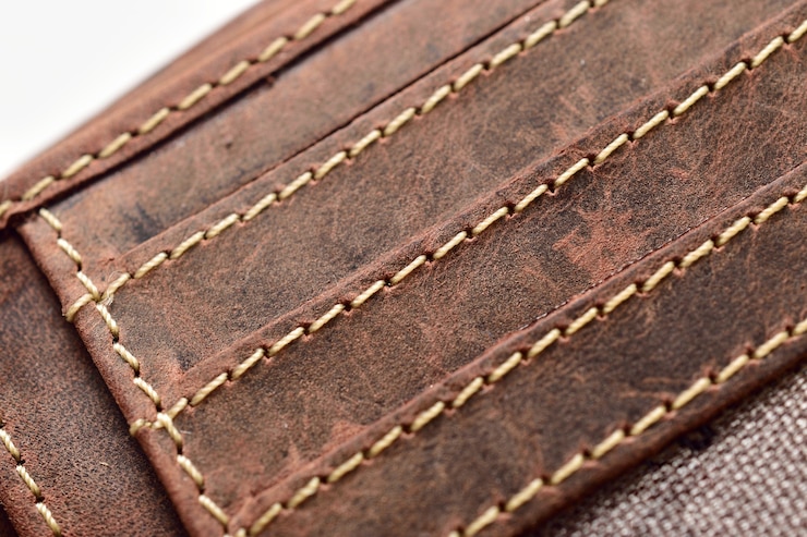 Foto nahaufnahme von leder brieftasche stiche