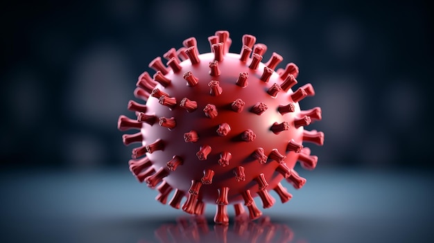 Nahaufnahme von Makrodetails roter Mikrobenmoleküle Virusbakterien Coronavirus-Ausbruch COVID19 Medizinkonzept Ai generative Illustration