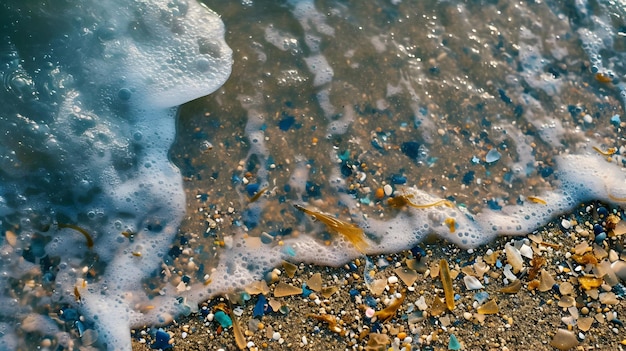 Nahaufnahme von Meereswellen mit Mikroplastik Verschmutzungsproblem Hohe Auflösung