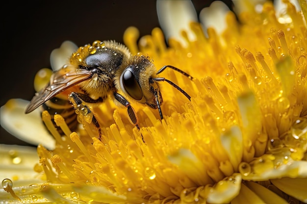 Nahaufnahme von mit Pollen bedeckten Blütenblättern, die mit generativer KI erzeugt wurden