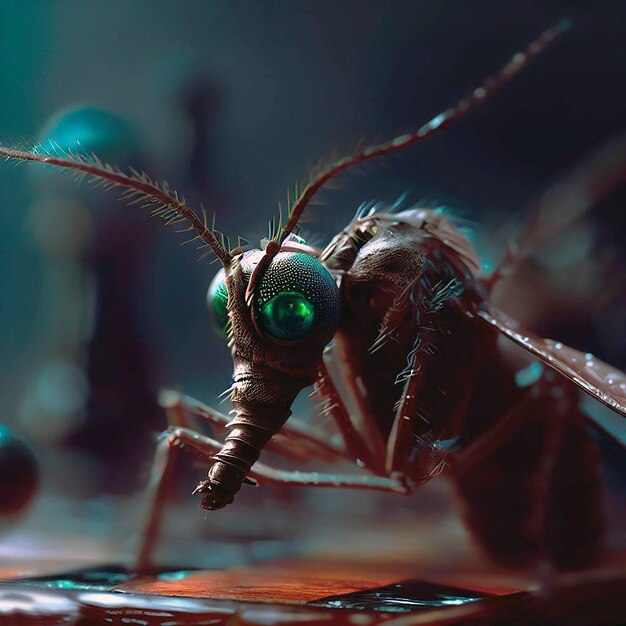 Nahaufnahme von Mücken grünen Augen beiseite KI generiert