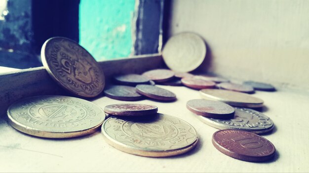 Foto nahaufnahme von münzen