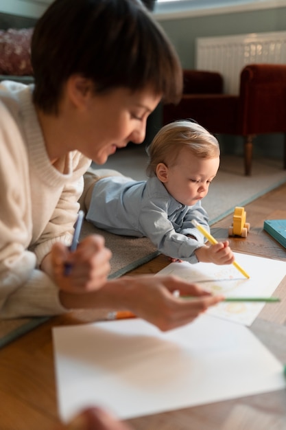 Foto nahaufnahme von mutter und baby