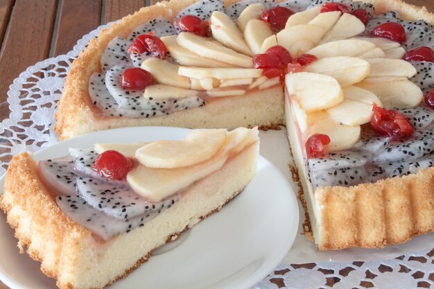 Foto nahaufnahme von obstkuchen auf dem teller