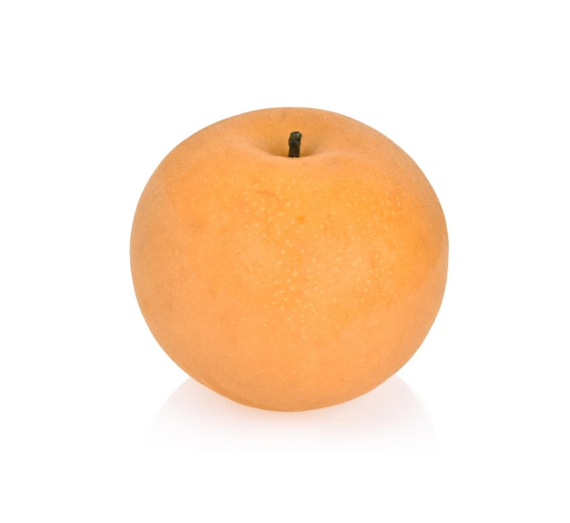 Nahaufnahme von Orange vor weißem Hintergrund